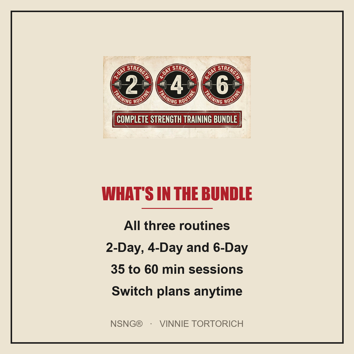 Vinnie's Strength Routines bundle plan at a glance