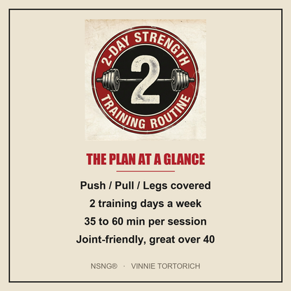 Vinnie's 2-Day Strength Routine plan at a glance